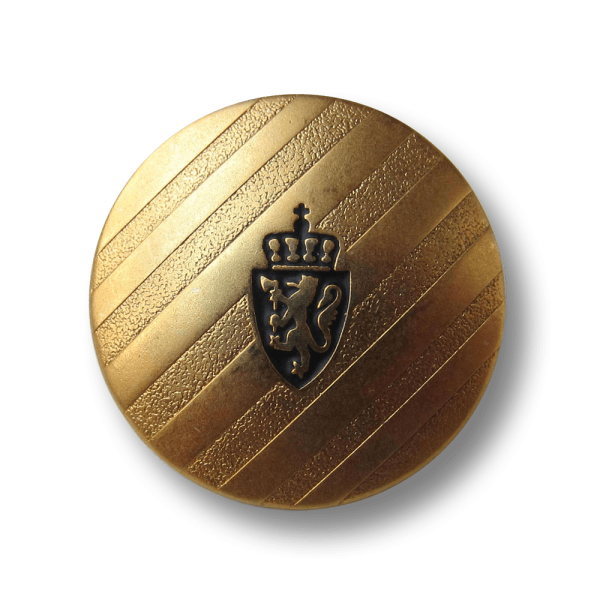 Gestreifter Metall Knopf mit Wappen, Löwe & Krone