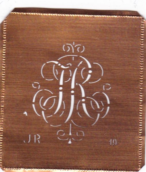 www.knopfparadies.de JR-sch-019 - Kupferschablone, Monogrammschablone Stickschabone JR