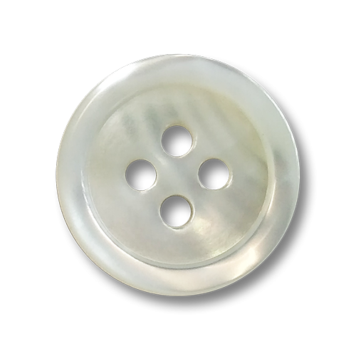www.knopfparadies.de - 6932pm - Weiß schimmernde Perlmuttknöpfe mit vier Knopflöchern