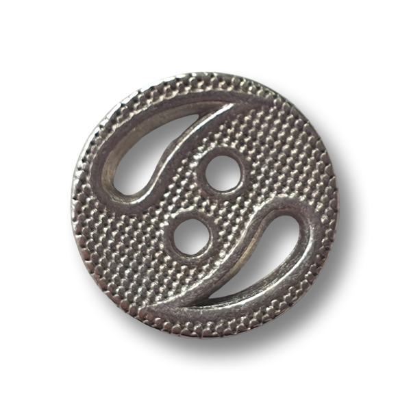 Metallknöpfe altsilberfarben mit Durchbruchmuster, 2-Loch
