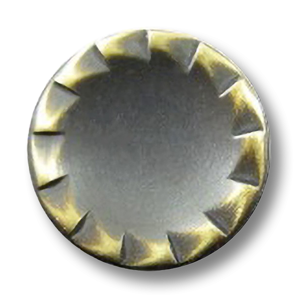 Restposten: 7 Knöpfe – Metall – dunkel und hell messing – rund – ca. 23mm – Öse