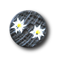 Brauner Knopf wie Hirschhorn mit Edelweißblüten Brauner Knopf wie Hirschhorn mit Edelweißblüten