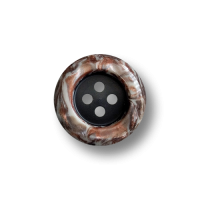 Hübsche Kunststoffknöpfe mit rot-braun-weiß marmoriertem Rand und vier Knopflöchern Hübsche Kunststoffknöpfe mit rot-braun-weiß marmoriertem Rand und vier Knopflöchern