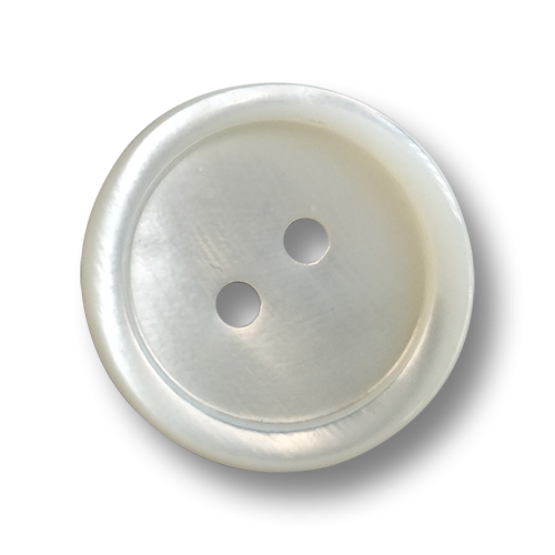 www.knopfparadies.de - 6734pm - Naturweiß schimmernde Perlmuttknöpfe mit zwei Knopflöchern