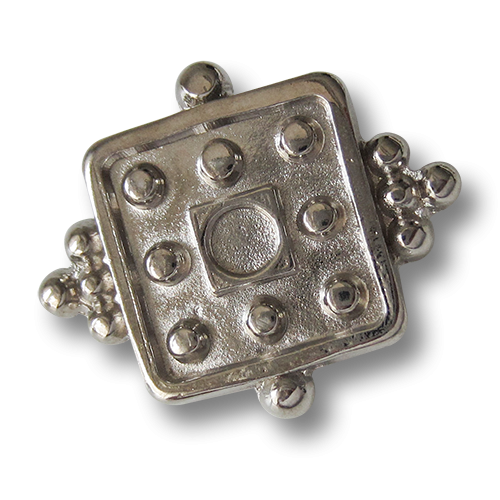 www.Knopfparadies.de - 0853si - Phantasievolle viereckige Metallknöpfe in Silber