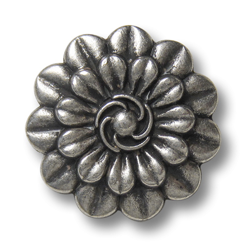 www.Knopfparadies.de - 5875as - Wunderschöne silberne Metallknöpfe mit Blumen Motiv