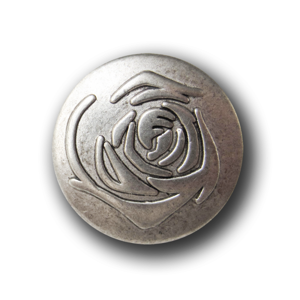 Traumhaft schöner altsilberfarb. Metallknopf mit Rose