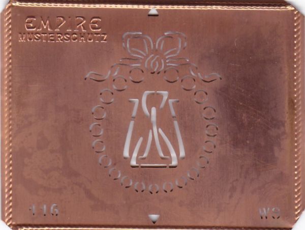 Stilvolle Jugendstil Kupfer Schablone mit Kranz und Schleife - Rarität - WS