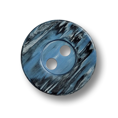 www.knopfparadies.de - 6710bl - Blau-grau gestreifte Kunststoffknöpfe mit zwei Löchern
