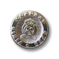 Eleganter glänzend silberfarbener Wappen Metall Knopf Eleganter glänzend silberfarbener Wappen Metall Knopf