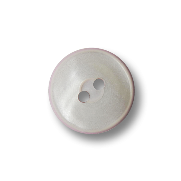 Hübscher perlmuttweiß lila Zweiloch Kunststoff Knopf in Sandwich Optik