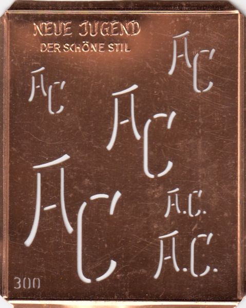 AC-sch-300 - Alte Monogrammschablone nicht nur zum Sticken