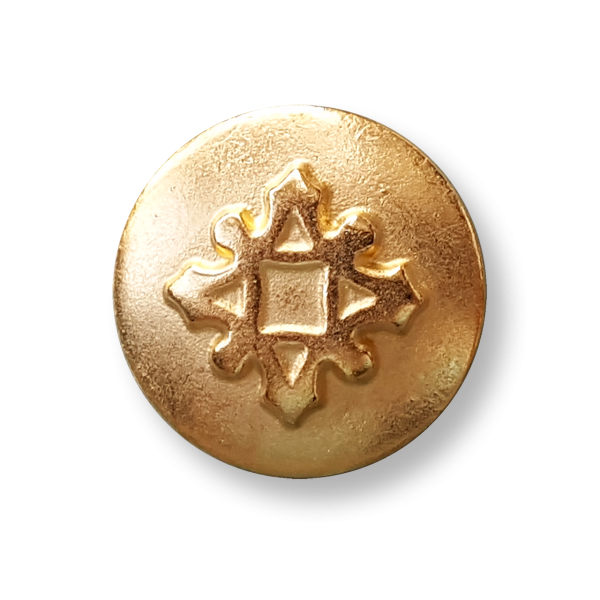 Eindrucksvoller kleiner goldfb. Metallknopf mit Symbol