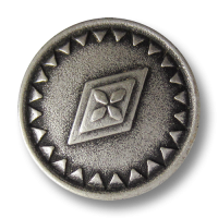 www.Knopfparadies.de - 5079as - Silberne Metallknöpfe mit Blume, Raute und Dreieck Muster www.Knopfparadies.de - 5079as - Silberne Metallknöpfe mit Blume, Raute und Dreieck Muster