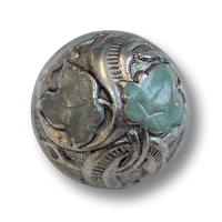 Nostalgische altsilber-hellblau-grüne Halbkugelknöpfe aus Metall in Jugendstil-Design Nostalgische altsilber-hellblau-grüne Halbkugelknöpfe aus Metall in Jugendstil-Design