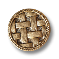 Altgoldfarbene Ösenknöpfe aus Kunststoff mit Gewebemuster Altgoldfarbene Ösenknöpfe aus Kunststoff mit Gewebemuster