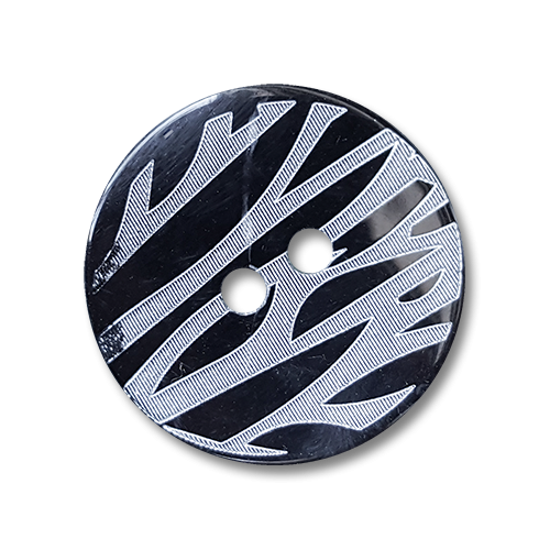 Schwarzer Mantel Knopf in Zebra Optik mit zwei Knopflöchern