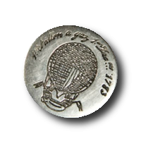 Altsilberfb. Metallknopf mit hist. Gas-Ballon Altsilberfb. Metallknopf mit hist. Gas-Ballon