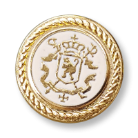 Vornehmer naturweiß goldfarbener Wappen Metall Knopf Vornehmer naturweiß goldfarbener Wappen Metall Knopf