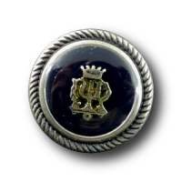 Edle Blazerknöpfe aus Metall mit Wappen und Krone in silber-schwarz Edle Blazerknöpfe aus Metall mit Wappen und Krone in silber-schwarz