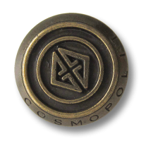 www.Knopfparadies.de - 3092am - Edle Metallknöpfe in Altmessing mit Logo und Schriftzug Cosmopolit www.Knopfparadies.de - 3092am - Edle Metallknöpfe in Altmessing mit Logo und Schriftzug Cosmopolit