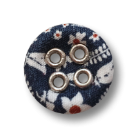 www.Knopfparadies.de - 5949bf - Nostalgische blaue Stoffknöpfe mit weiß roten Blumen www.Knopfparadies.de - 5949bf - Nostalgische blaue Stoffknöpfe mit weiß roten Blumen