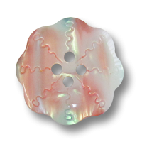 Blumenförmige Kunststoffknöpfe schimmernd in hellgrün und hellrot / rosa Blumenförmige Kunststoffknöpfe schimmernd in hellgrün und hellrot / rosa