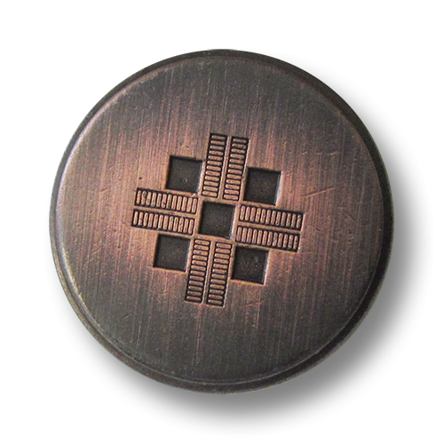 www.Knopfparadies.de - 3075ku - Gebürstete Metallknöpfe mit Kreuz in Bicolor mit kleinen Mängeln