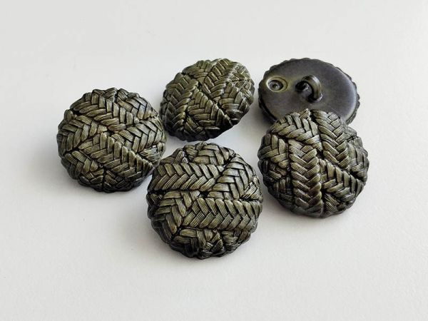 www.knopfparadies.de - 4256gn - Dunkelgrüne Kunststoffknöpfe, wie mit Band umwickelt