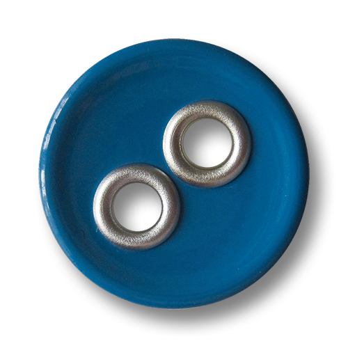 www.Knopfparadies.de - 5900bl - Dekorative blaue Kunststoffknöpfe mit großen silbernen Knopflöchern