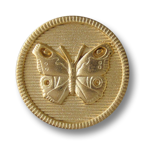 www.Knopfparadies.de - 0233mg - Süße goldene Metallknöpfe mit Schmetterling