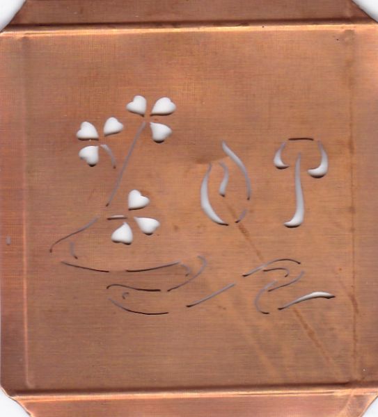 www.knopfparadies.de - OP-sch-413 - Außergewöhnliche alte Monogrammschablone OP