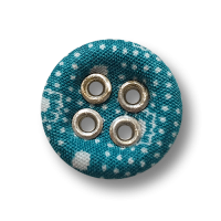 www.Knopfparadies.de - 5949pt - Nostalgische türkise Stoffknöpfe mit weißem Muster www.Knopfparadies.de - 5949pt - Nostalgische türkise Stoffknöpfe mit weißem Muster