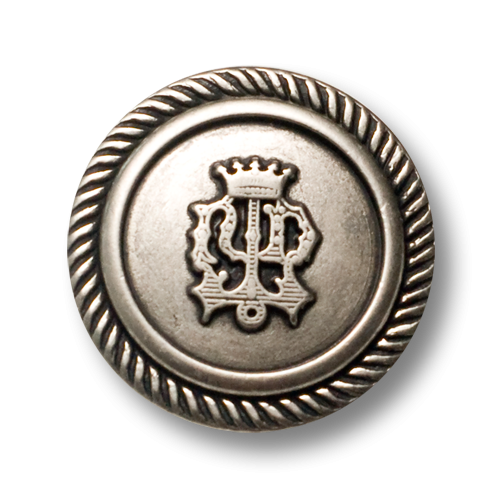 Edle Metallknöpfe mit Wappen und Krone in altsilberfarben