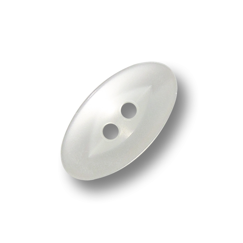 www.Knopfparadies.de - 3649we - Perlmuttartig ovale Blusenknöpfe / Hemdknöpfe aus Kunststoff in Weiß