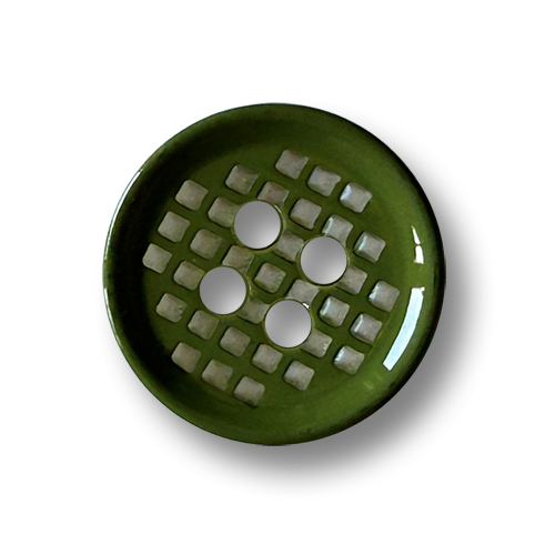 www.knopfparadies.de - 6955gn - Olivgrüne Blusenknöpfe aus Kunststoff mit Gittermuster