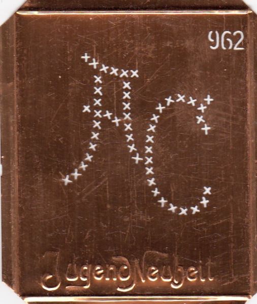 Monogramm AC - Alte Wäscheschablone für Kreuzstich