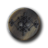 Braun grün schimmernder Blusen Knopf mit Blumen Muster Braun grün schimmernder Blusen Knopf mit Blumen Muster