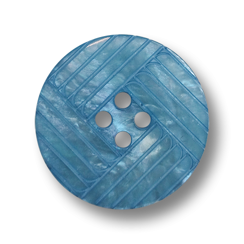 www.knopfparadies.de - 6737bl - Blau schimmernde Kunststoffknöpfe mit vier Löchern