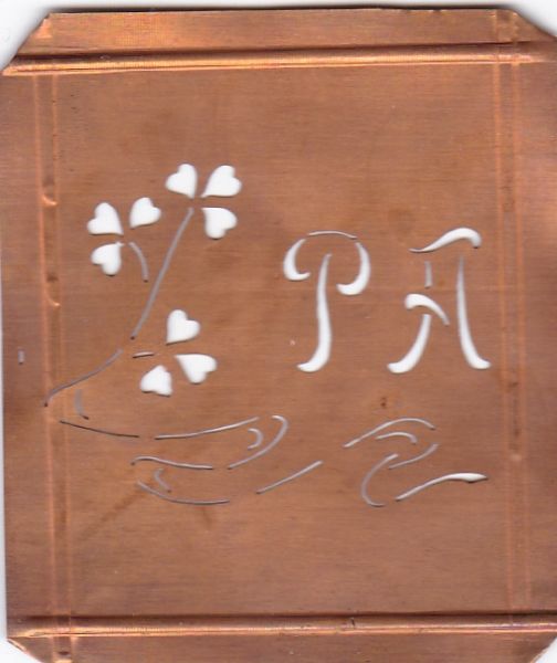 www.knopfparadies.de - PA-sch-413 - Außergewöhnliche alte Monogrammschablone PA