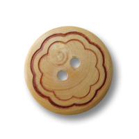 Brauner Zweiloch Holz Knopf mit Blumen Muster Brauner Zweiloch Holz Knopf mit Blumen Muster