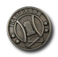 Interessanter eisenfarbener BASEBALL Knopf Interessanter eisenfarbener BASEBALL Knopf