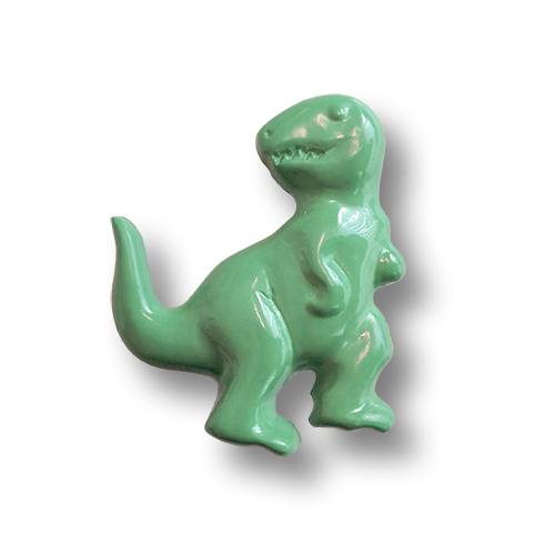 www.knopfparadies.de - 6496hg - Grüne Kinderknöpfe: T-Rex