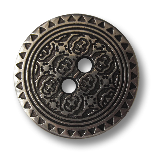 www.Knopfparadies.de - 1494as - Silberne Metallknöpfe mit Ornament Muster