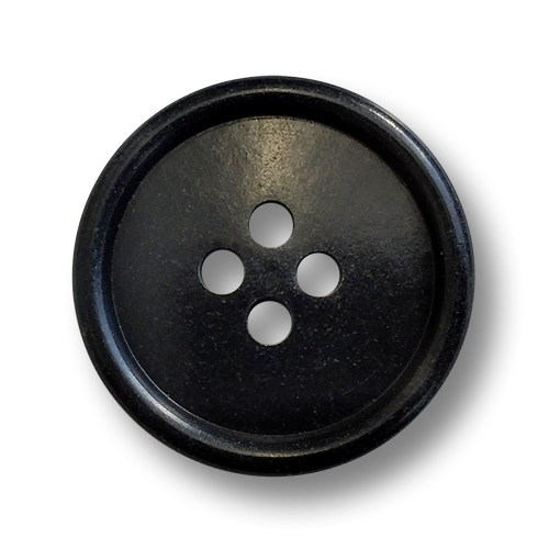 www.knopfparadies.de - 4510sc - Günstige, schwarze Kunststoffknöpfe mit vier Löchern und schmalem Rand