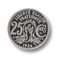 www.knopfparadies.de - j067as - Altsilberfarbener Münzknopf - Französische Münze 25 Centimes www.knopfparadies.de - j067as - Altsilberfarbener Münzknopf - Französische Münze 25 Centimes