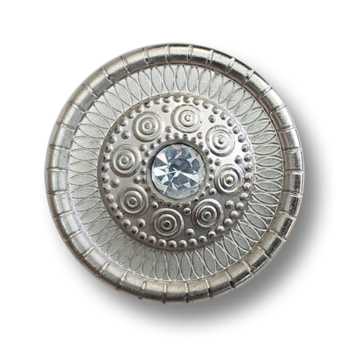 www.knopfparadies.de - 5511si - Silberfarbene Glitzerknöpfe aus Kunststoff
