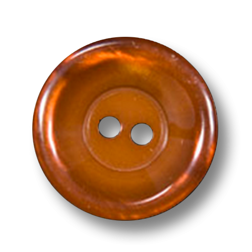 Rotbrauner schillernder Zweiloch Knopf aus Kunststoff
