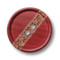 Roter Holz Knopf mit Zier Bordüre und zwei Knopflöchern Roter Holz Knopf mit Zier Bordüre und zwei Knopflöchern