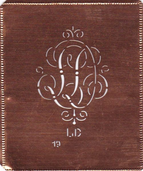 Kupferschablone, Monogrammschablone Stickschabone LD